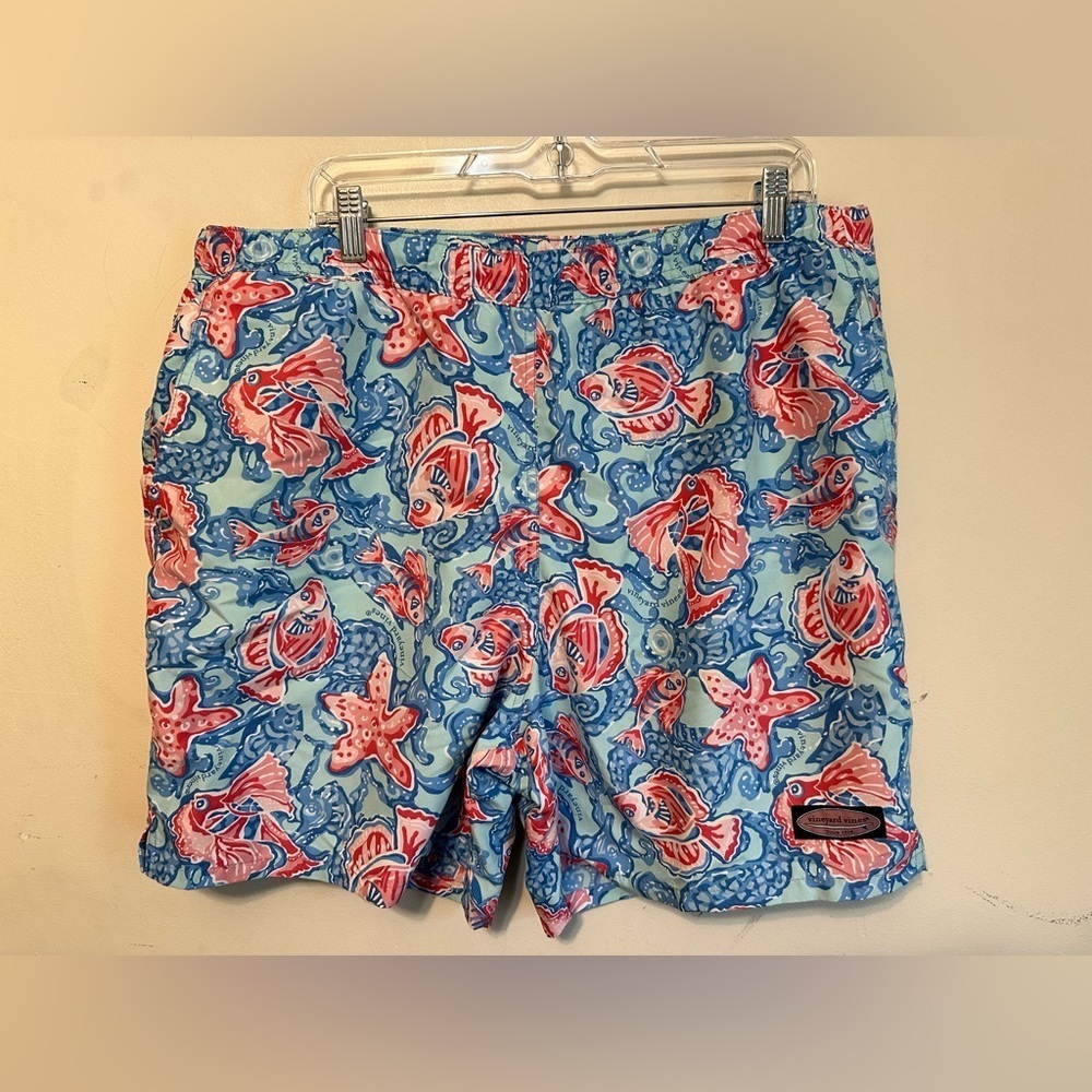 Vineyard Vines Fish And Starfish Chappy Swimtrunks Size Large Beach Pool Summer‎